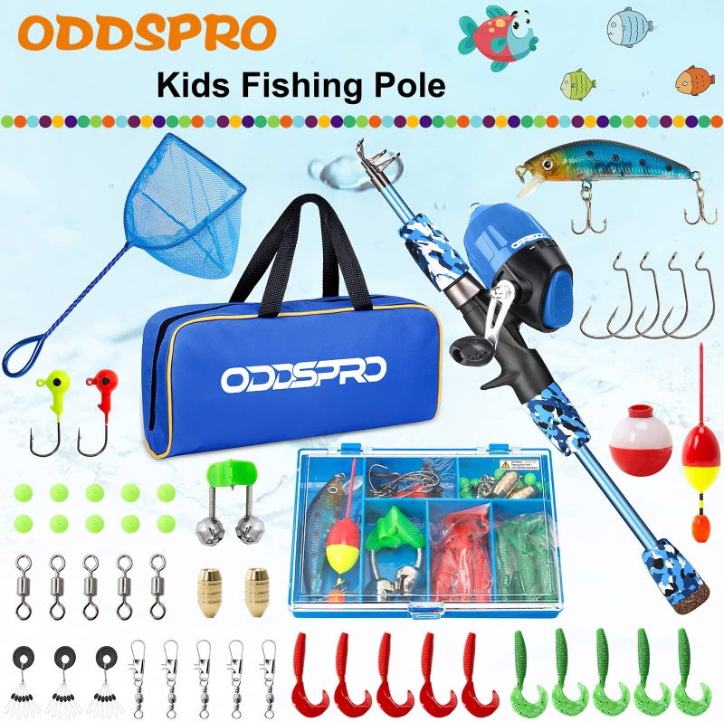 ODDSPRO Kids Fishing Pole - Kids Fishing Starter Kit - with Tackle Box, Reel, Practice Plug, Beginner's Guide and Travel Bag for Boys, Girls - Image 2